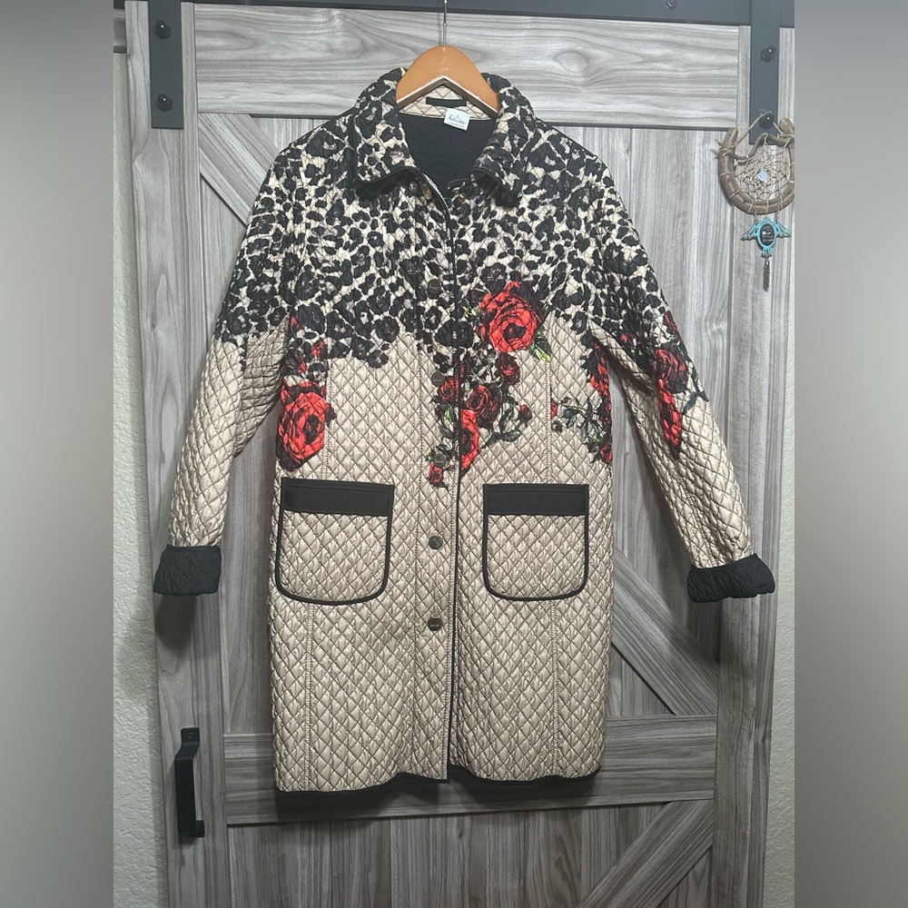 Landi Fancy Reversible Quilted Rose Leopard Jacket